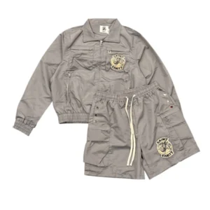 SAINT VANITY NYLON LS BUTTON UP SET (GREY)